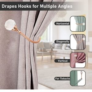 NEW Set of 2 Metal Curtain Holdbacks with Clear Crystal Ball ♡